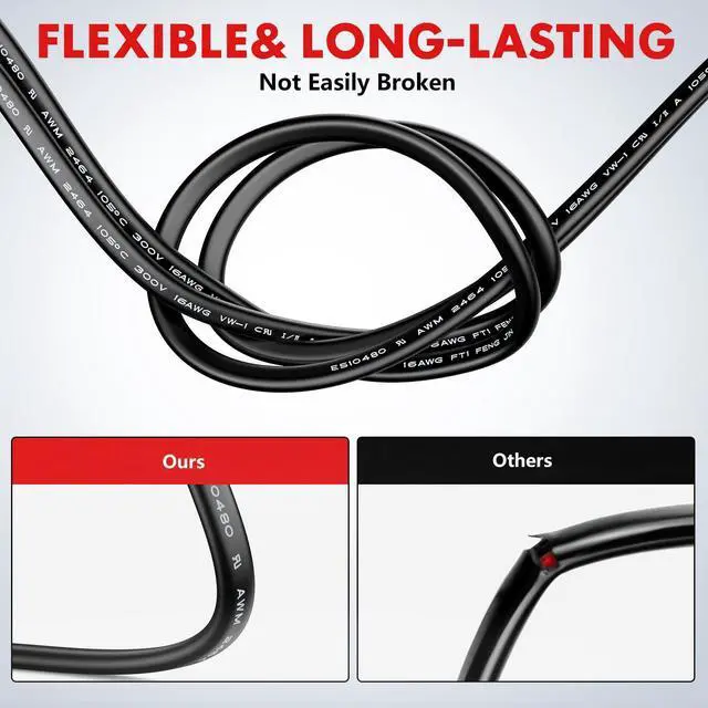 Alt view image 6 of 7 - 16 Gauge Wire 2 Conductor Electrical Wire, 16 AWG Wire Stranded PVC Cord 50FT, 12V Low Voltage/Oxygen-Free Tinned Copper/Flexible 16/2 Wiring for Automotive Marine LED Strips Lamps Lighting-15M