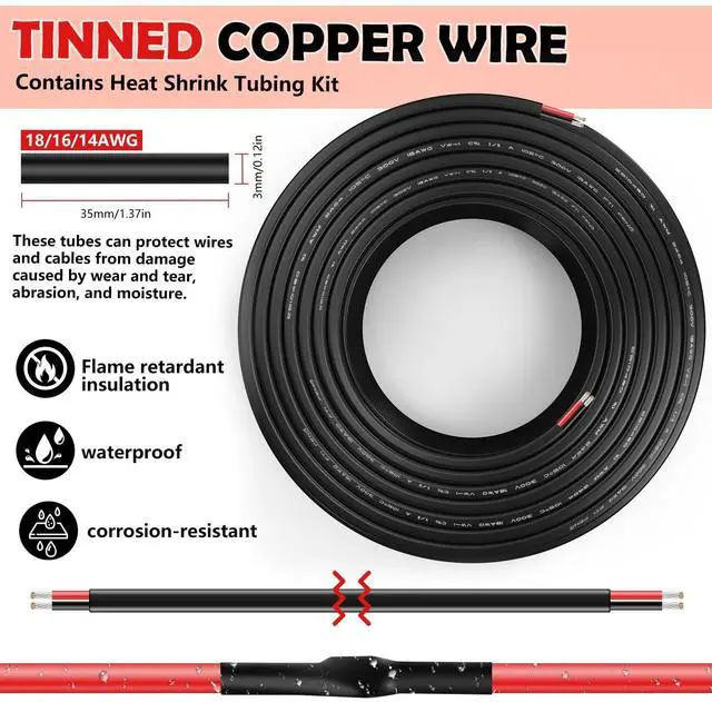 Alt view image 7 of 7 - 16 Gauge Wire 2 Conductor Electrical Wire, 16 AWG Wire Stranded PVC Cord 50FT, 12V Low Voltage/Oxygen-Free Tinned Copper/Flexible 16/2 Wiring for Automotive Marine LED Strips Lamps Lighting-15M