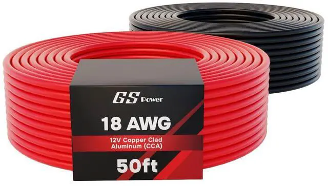 Main image of 100ft CCA 18 Gauge Wire Automotive, 50ft Spool-Red/Black, 18 AWG 12v, Speaker Electrical Wire Low Voltage Primary for Car Stereo Audio Trailer Harness Hookup Wiring LED Light DIY