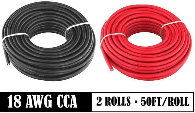 Alt view image 3 of 7 - 100ft CCA 18 Gauge Wire Automotive, 50ft Spool-Red/Black, 18 AWG 12v, Speaker Electrical Wire Low Voltage Primary for Car Stereo Audio Trailer Harness Hookup Wiring LED Light DIY