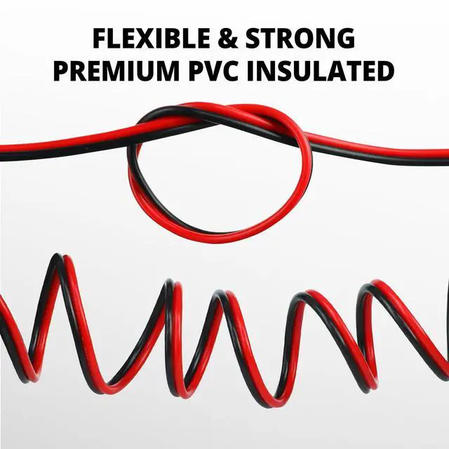 Alt view image 5 of 7 - 14 Gauge Wire 100FT, 2 Conductors Electrical Wire Red Black Cable, Flexible/Low Voltage/PVC 14 AWG Copper Clad Aluminum Extension Cord for Speaker, LED Strips, Automotive 12V/24V DC