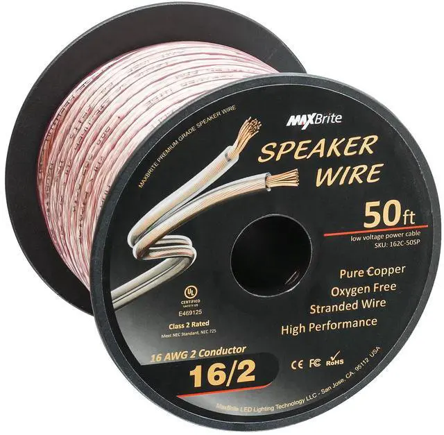 Main image of 50 ft. Spool High Performance 16 Gauge Speaker Wire, Oxygen Free Pure Copper - UL Listed Class 2
