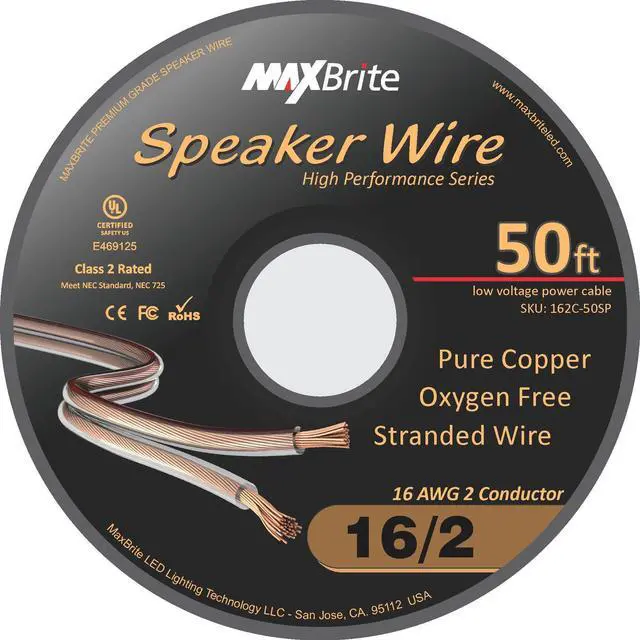 Alt view image 4 of 4 - 50 ft. Spool High Performance 16 Gauge Speaker Wire, Oxygen Free Pure Copper - UL Listed Class 2