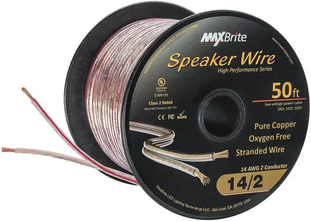 Main image of 50 ft. Spool High Performance 14 Gauge Speaker Wire, Oxygen Free Pure Copper - UL Listed Class 2