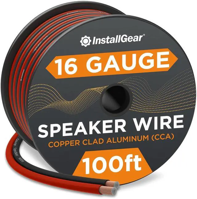 Main image of 16 Gauge Speaker Cable - 100 ft True Spec Soft Touch Audio Wire for Car Stereos, Home Theater, Surround Sound - Flexible 16 AWG Speaker Wire - Easy Installation - Red/Black