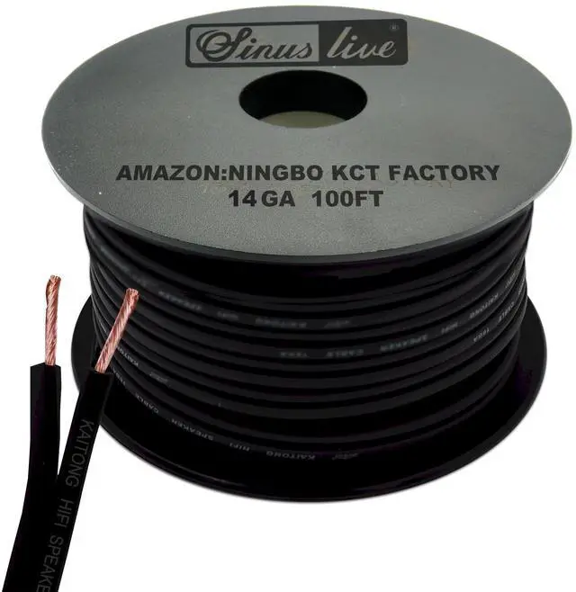 Main image of 14AWG Gauge Speaker Cable Speaker Wire Black 50FT 100FT (100FT), Elastic PVC, Great Use for Car Speakers Stereos, Home Theater Speakers, Surround Sound, Radio