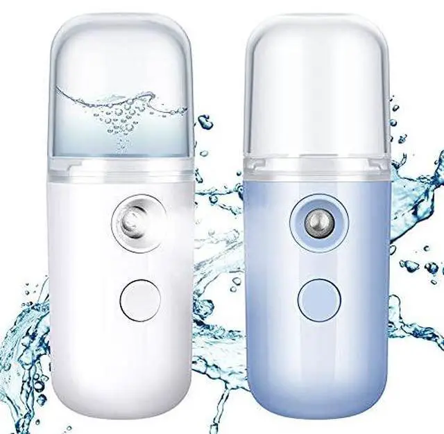 Main image of 2 Pack Nano Facial Mister for Lashes Sprayer,White and Blue | Handheld Face Mister Bottle for Eyelash Extensions USB Rechargeable 1 oz Mini Skin Care Machine for Daily Makeup