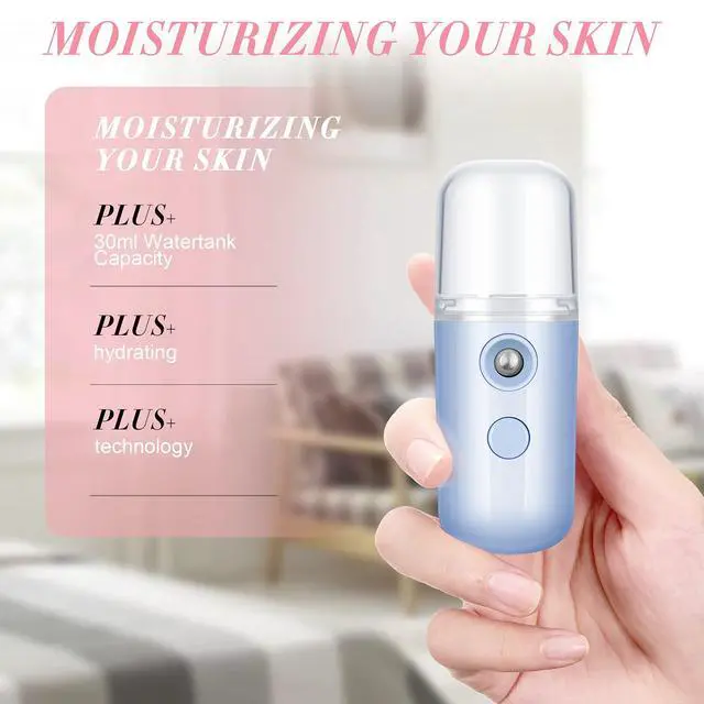 Alt view image 4 of 6 - 2 Pack Nano Facial Mister for Lashes Sprayer,White and Blue | Handheld Face Mister Bottle for Eyelash Extensions USB Rechargeable 1 oz Mini Skin Care Machine for Daily Makeup