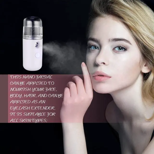 Alt view image 6 of 6 - 2 Pack Nano Facial Mister for Lashes Sprayer,White and Blue | Handheld Face Mister Bottle for Eyelash Extensions USB Rechargeable 1 oz Mini Skin Care Machine for Daily Makeup