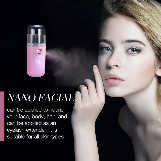 Alt view image 6 of 6 - 2 Pack Nano Facial Mister Spray Bottle Handheld Humidifier Portable Face Mister for Eyelash Extensions USB Rechargeable 1 oz Mini Skin Care Machine for Daily Makeup(Black and Pink)