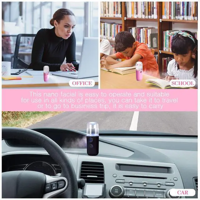Alt view image 5 of 6 - 2 Pack Nano Facial Mister Spray Bottle Handheld Humidifier Portable Face Mister for Eyelash Extensions USB Rechargeable 1 oz Mini Skin Care Machine for Daily Makeup(Black and Pink)
