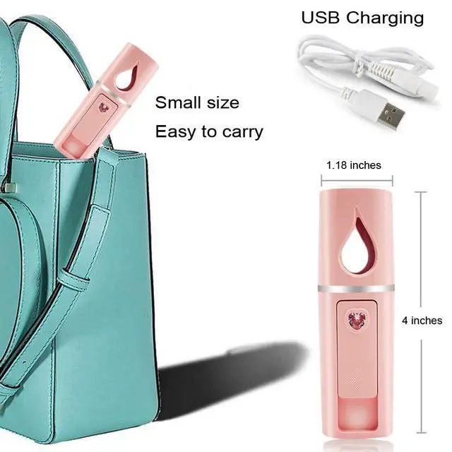Alt view image 5 of 7 - Portable Nano Facial Mister Mini Facial Steamer Atomization Eyelash Extensions with Mirror & 20ml Visual Water Tank (2 Packs)