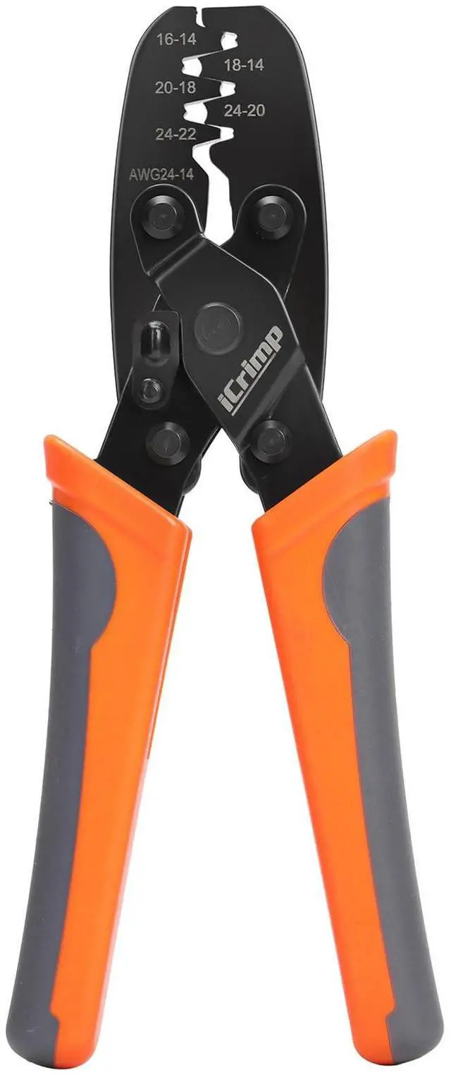 Main image of Non Insulated Open Barrel Terminal Crimp Tool - Wire Crimper for Molex, Delphi, AMP/Tyco, Harley, PC/Computer, Automotive 24-14 AWG