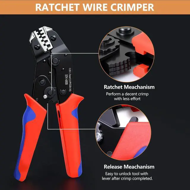 Alt view image 3 of 7 - 6 in 1 Wire Crimping Tool, AWG 28-16 Wire Crimper for Non-Insulated Open Barrel Terminal Connectors, Electrical Crimping Pliers for Molex Dupont JST Deutsch DELPHI AMP TYCO TE Terminals