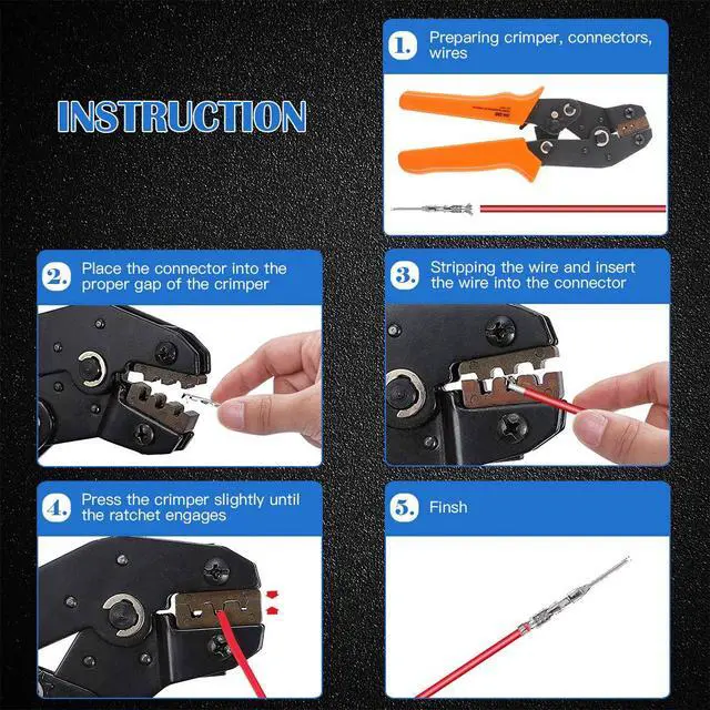 Alt view image 5 of 6 - 486Pcs Wire Crimper Plier with Connector Set, SN-28B Ratchet Crimping Tool with 485Pcs 2.54mm 1 2 3 4 5 6 7 Pin Housing Connector Male Female Pin Header Compatible with AWG28-18 Dupont Pins