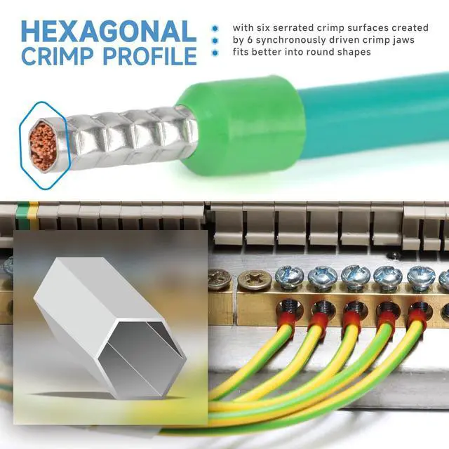 Alt view image 3 of 7 - Hexagonal Ratchet Crimper for End Sleeves and Ferrules 0.5-16mm2 AWG 20-5