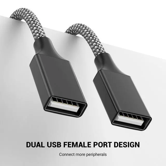 Alt view image 4 of 6 - USB Splitter, 3.3FT A Male to 2 Female Extension Cable, USB Splitter 1 in 2 Out Support Charging and Data Transfer for Printer/Keyboard/Flash Drive/PlayStation/Laptop/LED Etc(Black)