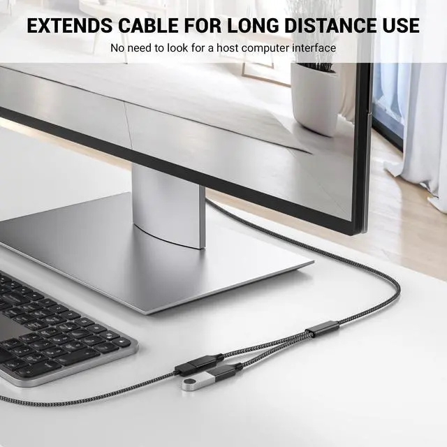 Alt view image 6 of 6 - USB Splitter, 3.3FT A Male to 2 Female Extension Cable, USB Splitter 1 in 2 Out Support Charging and Data Transfer for Printer/Keyboard/Flash Drive/PlayStation/Laptop/LED Etc(Black)