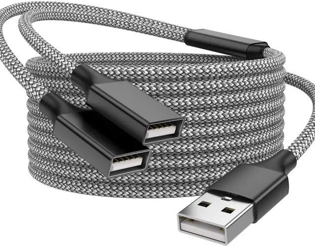 Main image of USB Splitter, 3.3FT A Male to 2 Female Extension Cable, USB Splitter 1 in 2 Out Support Charging and Data Transfer for Printer/Keyboard/Flash Drive/PlayStation/Laptop/LED Etc(Black)