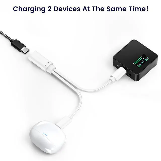 Alt view image 3 of 7 - USB C Splitter Charge Cable, 2-in-1 Charger, USB-C Female to 2 Type-C Male 1 in 2 Out Charging Cord, 1ft Short White Wire