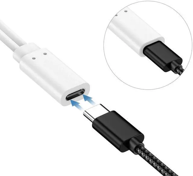 Alt view image 5 of 7 - USB C Splitter Charge Cable, 2-in-1 Charger, USB-C Female to 2 Type-C Male 1 in 2 Out Charging Cord, 1ft Short White Wire