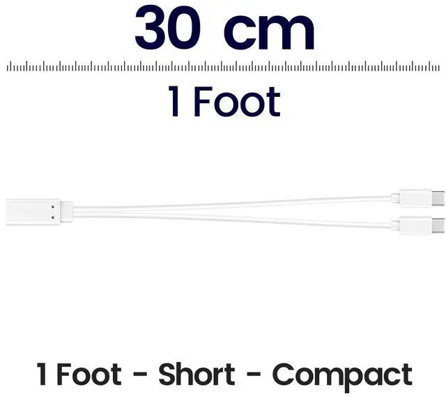 Alt view image 7 of 7 - USB C Splitter Charge Cable, 2-in-1 Charger, USB-C Female to 2 Type-C Male 1 in 2 Out Charging Cord, 1ft Short White Wire