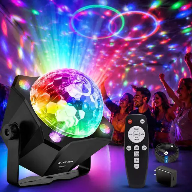 Main image of Disco Ball Light DJ Party LightSound Activated 6 Colors Stage Strobe Party Decorations for Outdoors and Indoors Home Club Karaoke Christmas Halloween Birthday Wedding Dancing Mood Lights