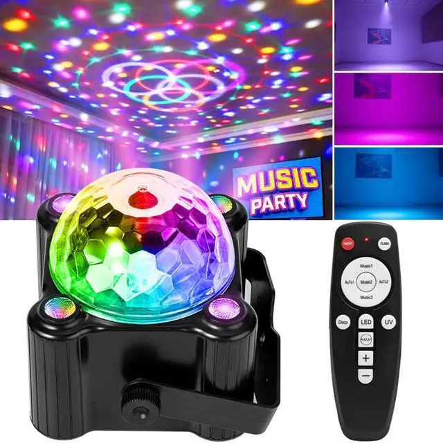 Main image of Disco Ball Party Lights Sound Activated Strobe DJ Stage Lighting for Indoor Room Outdoor Dance Floor Parties Birthday Rave Home Karaoke Halloween Christmas Wedding Show Bar Club Decorations
