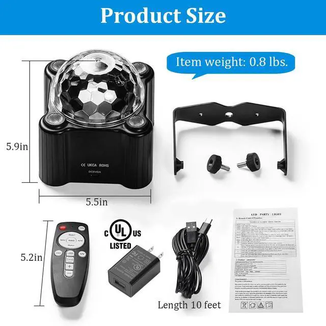 Alt view image 4 of 6 - Disco Ball Party Lights Sound Activated Strobe DJ Stage Lighting for Indoor Room Outdoor Dance Floor Parties Birthday Rave Home Karaoke Halloween Christmas Wedding Show Bar Club Decorations