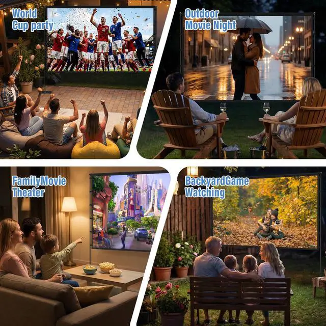 Alt view image 3 of 7 - Outdoor Projector Screen with Stand - 120 inch Portable Movie Screen for Backyard, Easy Setup, Wrinkle Free, Lightweight for Camping & Home Theater