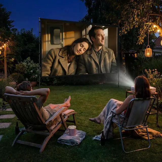 Alt view image 5 of 7 - Outdoor Projector Screen with Stand - 120 inch Portable Movie Screen for Backyard, Easy Setup, Wrinkle Free, Lightweight for Camping & Home Theater