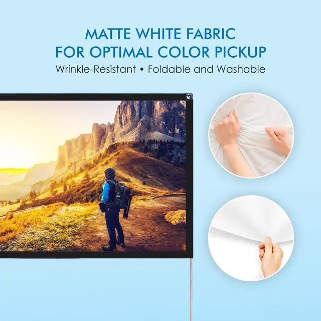 Alt view image 3 of 7 - 120'' Portable Projector Screen with Stand, Wind-Resistant Triangular Frame, HD 16:9 Matte White Display, Foldable, Wrinkle-Resistant, Washable, Storage Bag, Quick Setup for Home & Outdoor Cinema