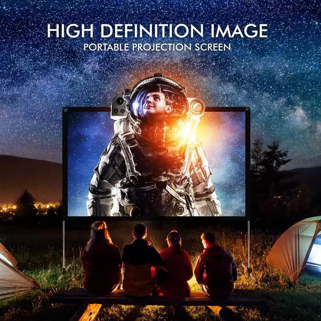 Alt view image 5 of 7 - 120'' Portable Projector Screen with Stand, Wind-Resistant Triangular Frame, HD 16:9 Matte White Display, Foldable, Wrinkle-Resistant, Washable, Storage Bag, Quick Setup for Home & Outdoor Cinema