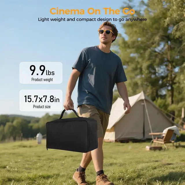 Alt view image 7 of 7 - Outdoor Projector Screen with Stand: 120 inch Portable Projector Screen Indoor - Upgraded Movie Screen 16:9 4K HD - Wrinkle-Free Lightweight Projection Screen with Carry Bag for Backyard Night