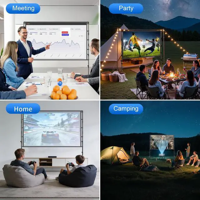 Alt view image 6 of 7 - Projector Screen and Stand,120 inch Portable Projector Screen Indoor Outdoor Projection Screen 16:9 4K HD Wrinkle-Free Light-Weight Movie Screen with Carry Bag for Backyard Movie Night