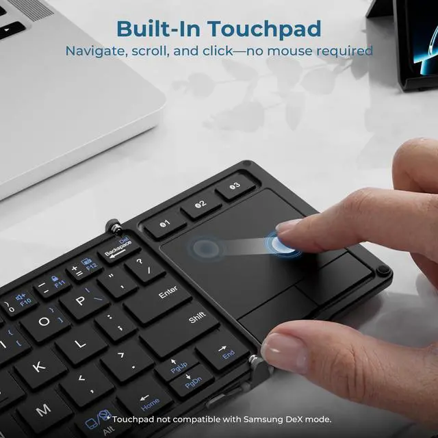 Alt view image 3 of 7 - BK08 Foldable Keyboard with Touchpad for Phone and Tablet, Gray
