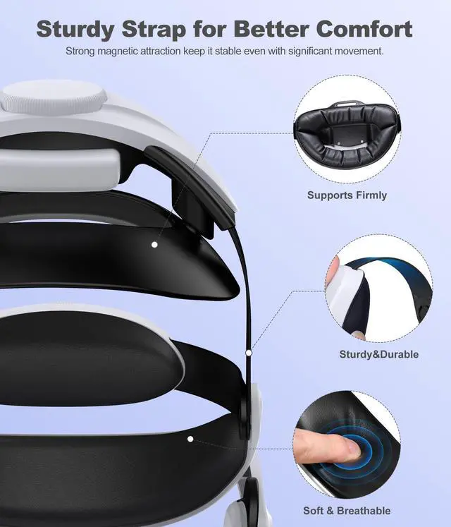 Alt view image 5 of 7 - Batery Head Strap for Meta Quest 3S/3/2 Head Strap, 7500mAh Hot-Swappable Batery Extend 3-4H Playtime, Multi-Point Adjustable VR Headset Strap with Large Support Pad Enhanced Support&Comfort
