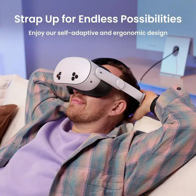 Alt view image 2 of 7 - K4 Head Strap, VR Headset Accessories for Meta Oculus Quest 3/3S, Non-Battery & Enhanced Support & Adjustable & Comfort Strap Gift for Kids and Adults