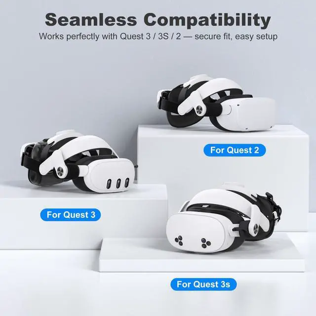 Alt view image 2 of 7 - Head Strap for Meta Quest 3/3S/2 with 7500mAh Hot-Swappable Battery - VR Headset Strap Enhanced Support and Comfort, Adjustable VR Headset Accessories for Oculus - MQ3000