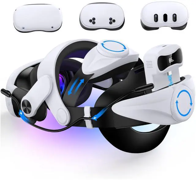 Main image of Head Strap for Meta Quest 3/3S/2 with 7500mAh Hot-Swappable Battery - VR Headset Strap Enhanced Support and Comfort, Adjustable VR Headset Accessories for Oculus - MQ3000