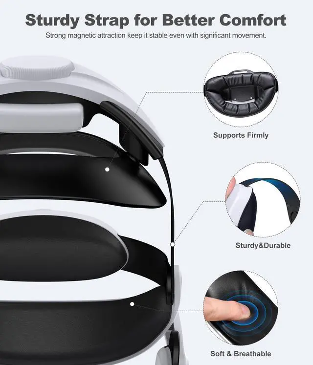 Alt view image 7 of 7 - Head Strap for Meta Quest 3/3S/2 with 7500mAh Hot-Swappable Battery - VR Headset Strap Enhanced Support and Comfort, Adjustable VR Headset Accessories for Oculus - MQ3000