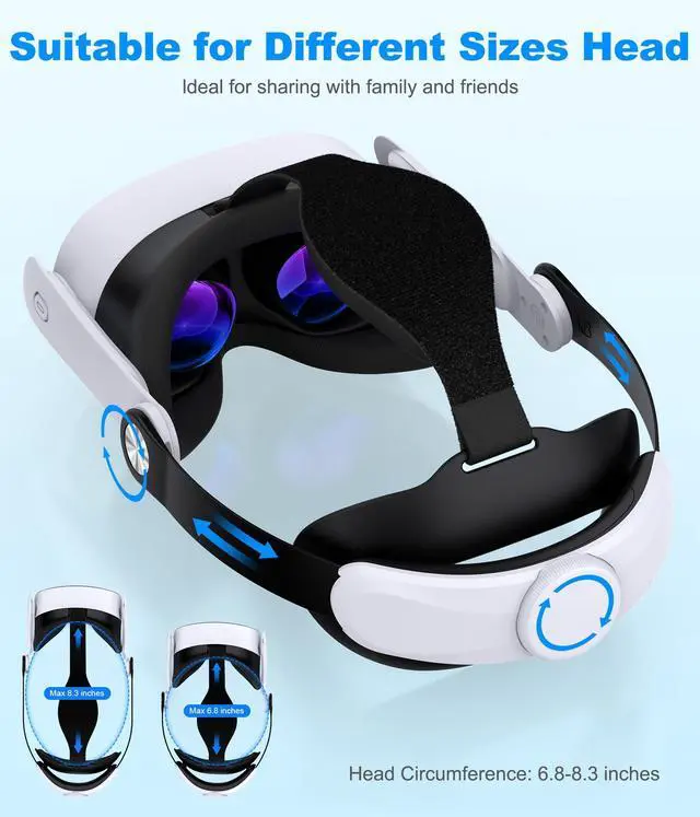 Alt view image 5 of 7 - Head Strap for Meta Quest 3S/Quest 3/Quest 2, Adjustable Elite Strap Replacement for Enhanced Comfort Support for VR Headsets with Head Soft Cushions