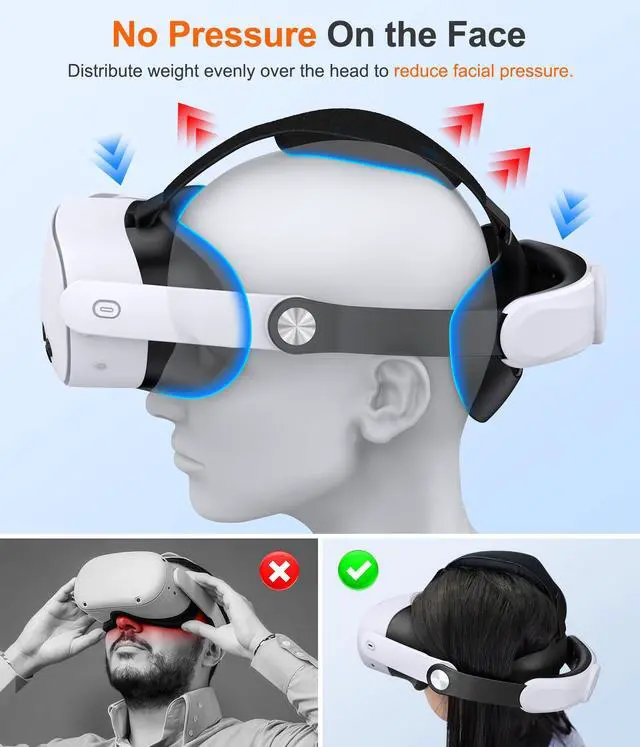 Alt view image 3 of 7 - for Meta Quest 3S/Quest 3/Quest 2 Head Strap with Upgraded Soft Cushion Pad Adjustable Comfortable Lightweight VR Headset Strap, VR Accessories Enhanced Support, Elite Strap Replacement