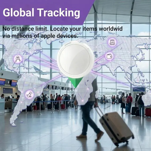 Alt view image 4 of 7 - 2 Pack GPS Tracker for Vehicles No Subscription Car Tracker Works with Apple Find My(iOS Only)Global Tracking Hidden Tracking Devices for Cars Bluetooth Finder with Loud Alarm for Car Bike Dog Luggage