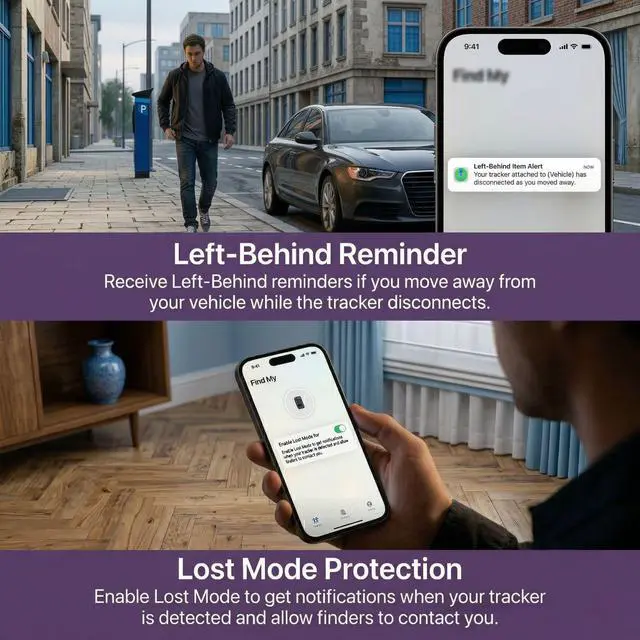Alt view image 7 of 7 - 2 Pack GPS Tracker for Vehicles No Subscription Car Tracker Works with Apple Find My(iOS Only)Global Tracking Hidden Tracking Devices for Cars Bluetooth Finder with Loud Alarm for Car Bike Dog Luggage
