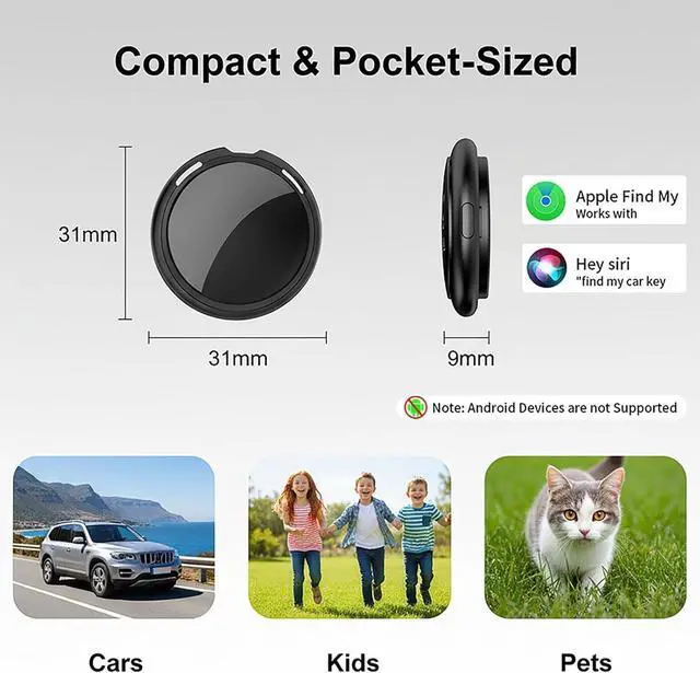 Alt view image 3 of 7 - No Subscription GPS Tracker for Vehicles Work with Find My(iOS Only) Real-Time Mini Tracker Tags Global Coverage Hidden Car Location Tracking Tags Device with Magnetic Case No Monthly Fee Required