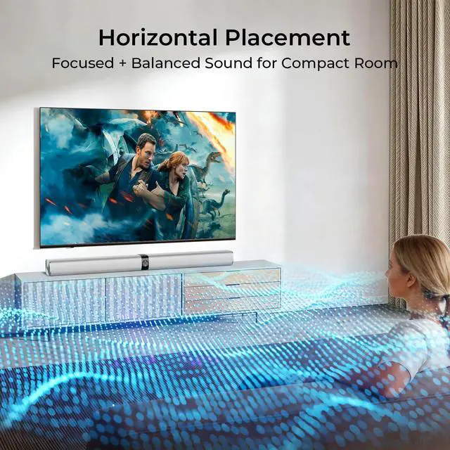 Alt view image 3 of 7 - Sound Bar for Smart TV, 80W Soundbar with Bluetooth/ARC/Opt/AUX Connect, Auto Volume Boost, 3 Equalizer Modes, 2 in 1 Detachable Soundbar for TV/PC/Gaming/Projectors