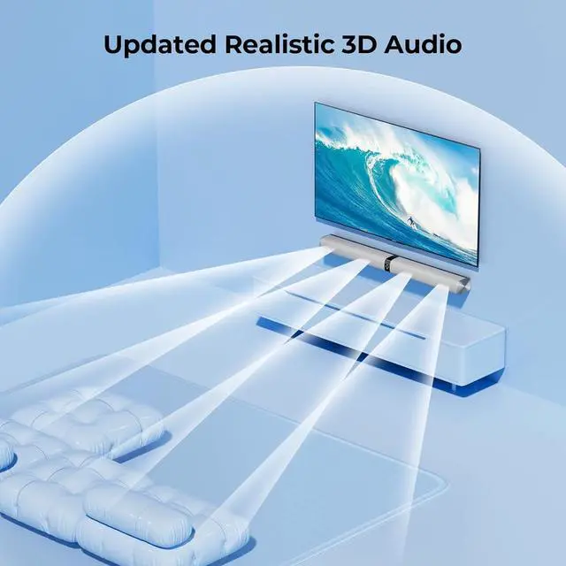 Alt view image 5 of 7 - Sound Bar for Smart TV, 80W Soundbar with Bluetooth/ARC/Opt/AUX Connect, Auto Volume Boost, 3 Equalizer Modes, 2 in 1 Detachable Soundbar for TV/PC/Gaming/Projectors