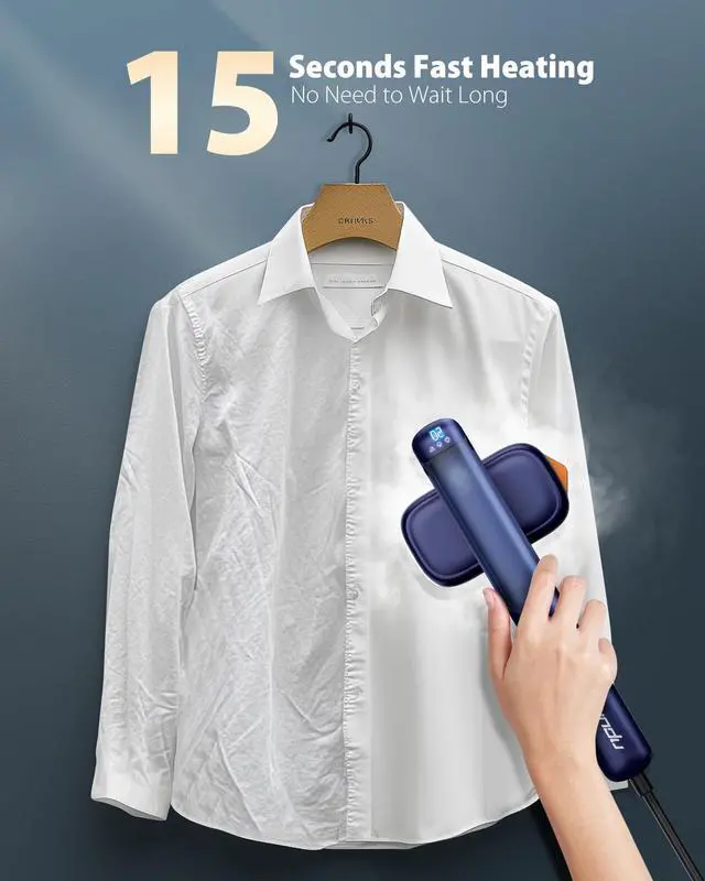 Alt view image 4 of 7 - Steamer for Clothes,Portable 2-in-1 Travel Steamer&Iron,15s Fast Heat-up,100ml Water Tank,Ironing Gloves,25 Min Powerful Continuous Steam,1200W&4 Modes Light Steam Iron for Travel&Home(Sapphire)