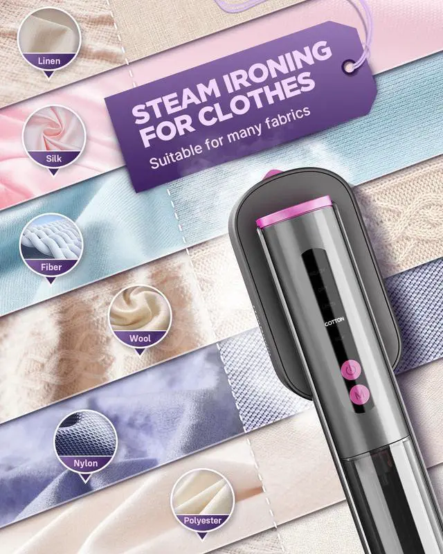 Alt view image 6 of 7 - Travel Steamer for Clothes, Fast Heat-Up & Wrinkle Remover 100-240V Steamer Iron for Clothes 2 In 1, Portable Handheld Garment Steamer, Clothes Steamer with Large Ceramic Heat Panel, for Travel/Home